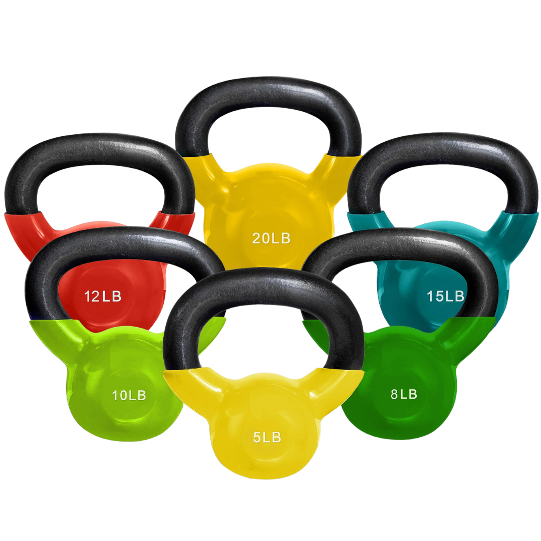 French Fitness Vinyl Kettlebell Set Set of 6 (5-20 lbs) (New)