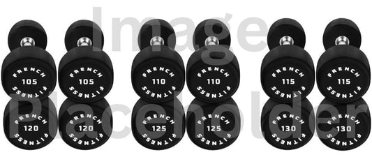 French Fitness Urethane Round Pro Style Dumbbell V2 Set, 105-130 lbs (New)