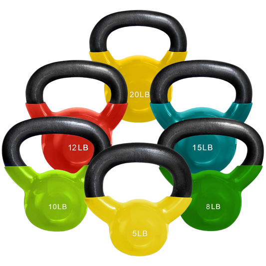 French Fitness Vinyl Kettlebell Set Set of 6 (5-20 lbs) (New)