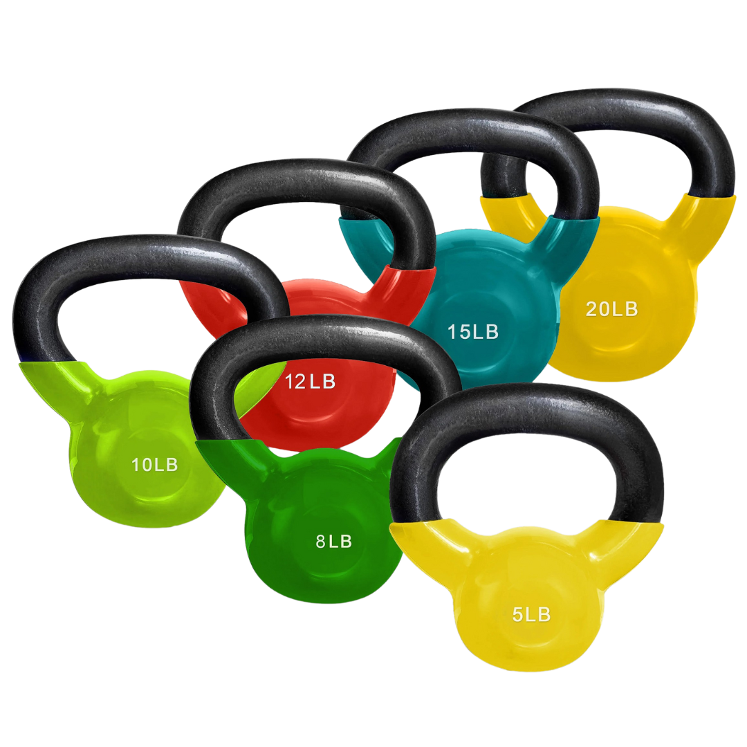 French Fitness Vinyl Kettlebell Set Set of 6 (5-20 lbs) (New)