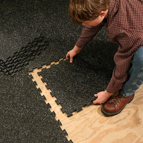 Body-Solid RF4PM Interlocking Rubber Flooring 4 Piece 19.5" x 19.5" x 3/8" (New)