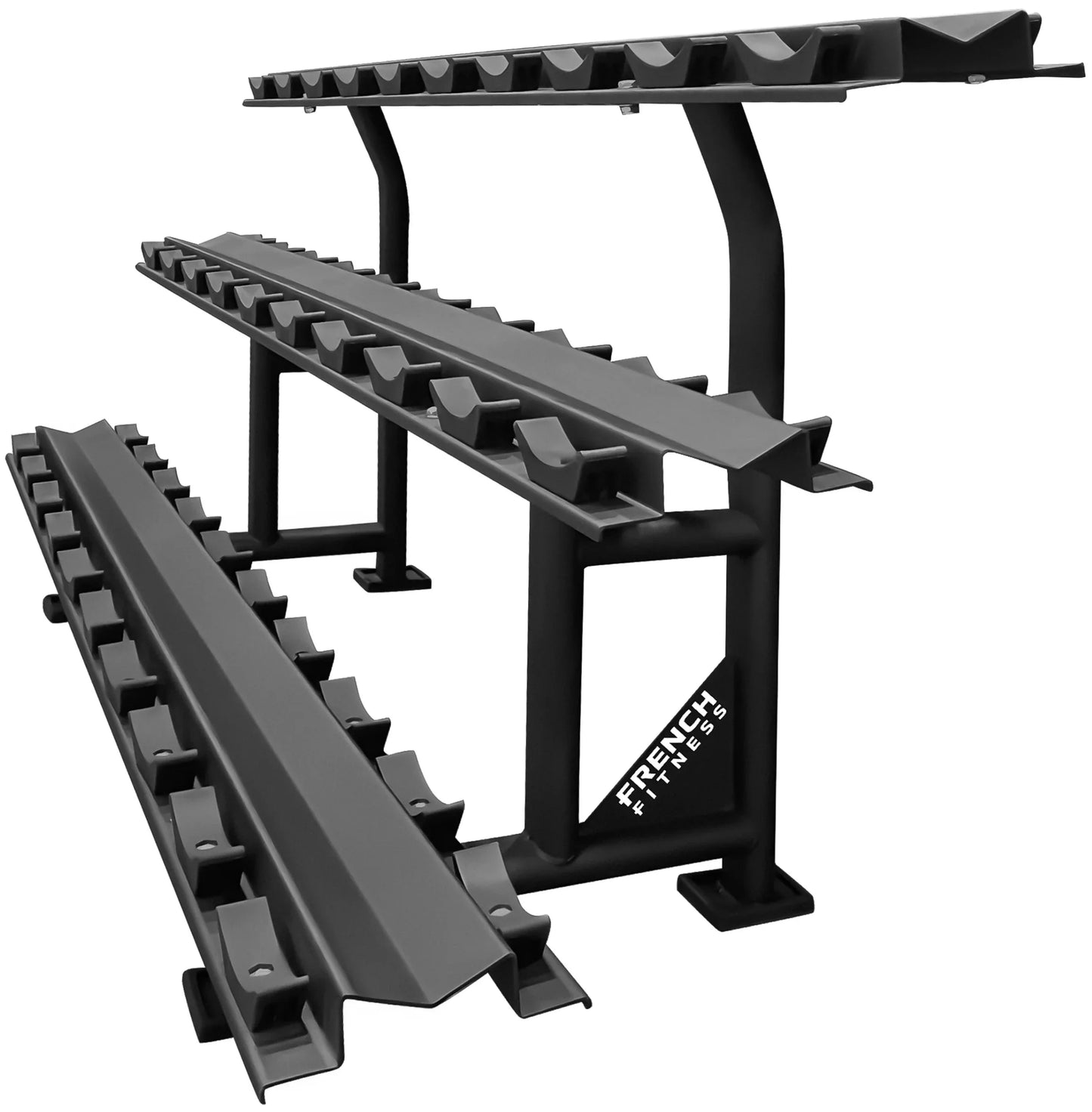 French Fitness 3 Tier Saddle 15 Pair Dumbbell Rack V2 (New)