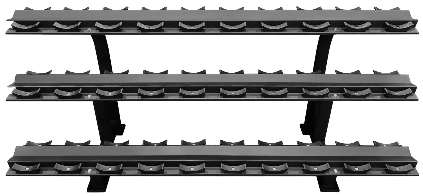 French Fitness 3 Tier Saddle 15 Pair Dumbbell Rack V2 (New)
