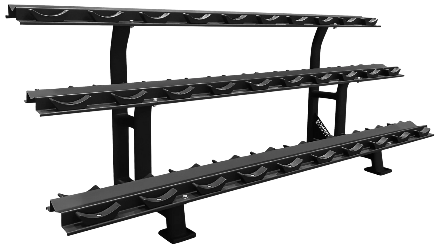 French Fitness 3 Tier Saddle 15 Pair Dumbbell Rack V2 (New)