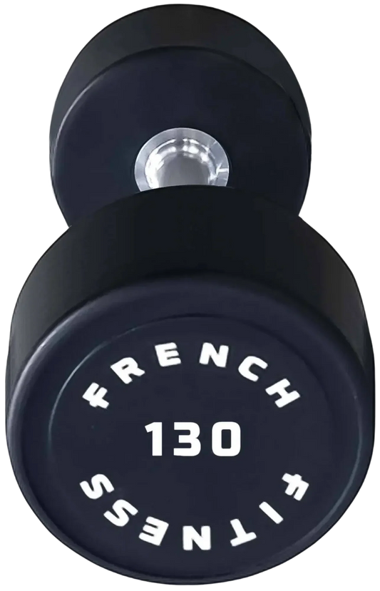 French Fitness Urethane Round Pro Style Dumbbell V2 130 lbs - Single (New)