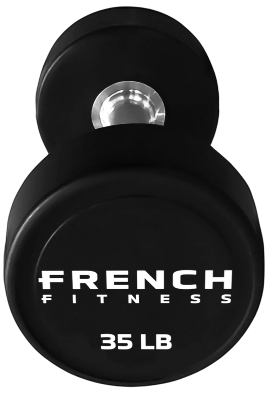 French Fitness Urethane Round Pro Style Dumbbell V2 35 lbs - Single (New)