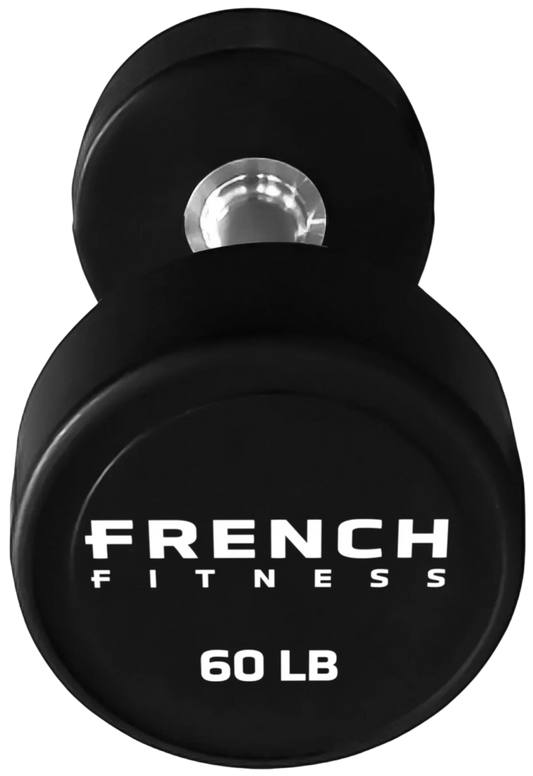 French Fitness Urethane Round Pro Style Dumbbell V2 60 lbs - Single (New)