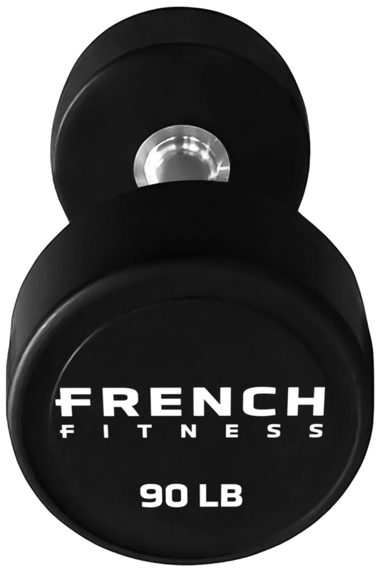 French Fitness Urethane Round Pro Style Dumbbell V2 90 lbs - Single (New)
