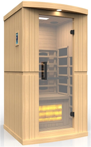 Golden Designs GDI-8010-02 1-2-Person Full Spectrum PureTech Near Zero EMF FAR Infrared Sauna with Himalayan Salt Bar (New)