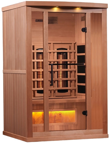 GoldenDesigns GDI-8020-02 2-Person Full Spectrum PureTech Near Zero EMF FAR Infrared Sauna with Himalayan Salt Bar (New)