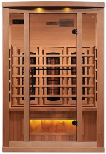 GoldenDesigns GDI-8020-02 2-Person Full Spectrum PureTech Near Zero EMF FAR Infrared Sauna with Himalayan Salt Bar (New)
