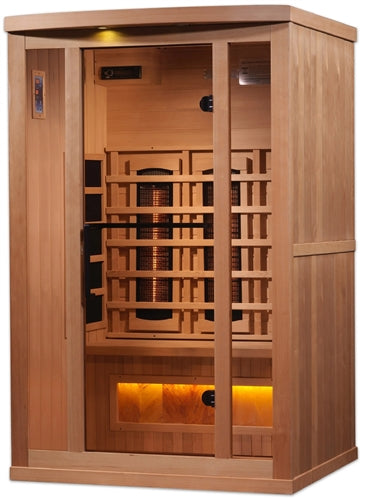 GoldenDesigns GDI-8020-02 2-Person Full Spectrum PureTech Near Zero EMF FAR Infrared Sauna with Himalayan Salt Bar (New)
