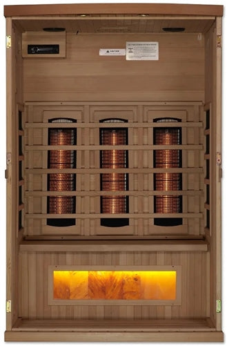 GoldenDesigns GDI-8020-02 2-Person Full Spectrum PureTech Near Zero EMF FAR Infrared Sauna with Himalayan Salt Bar (New)