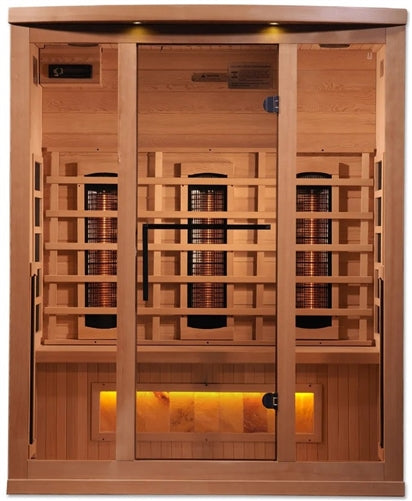 GoldenDesigns GDI-8030-02 3-Person Full Spectrum PureTech Near Zero EMF FAR Infrared Sauna with Himalayan Salt Bar (New)