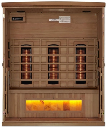 GoldenDesigns GDI-8030-02 3-Person Full Spectrum PureTech Near Zero EMF FAR Infrared Sauna with Himalayan Salt Bar (New)