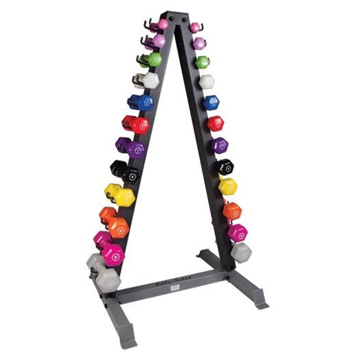 Body-Solid GDR24-VPACK 12 Pairs Vinyl Dumbbells 1-15 lbs w/Rack (New)