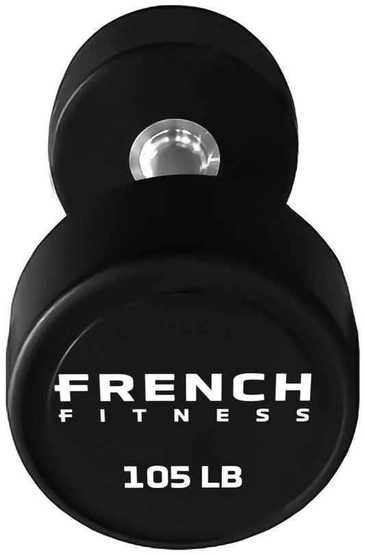 French Fitness Urethane Round Pro Style Dumbbell V2 105 lbs - Single (New)