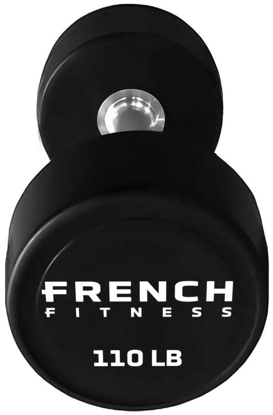 French Fitness Urethane Round Pro Style Dumbbell V2 110 lbs - Single (New)