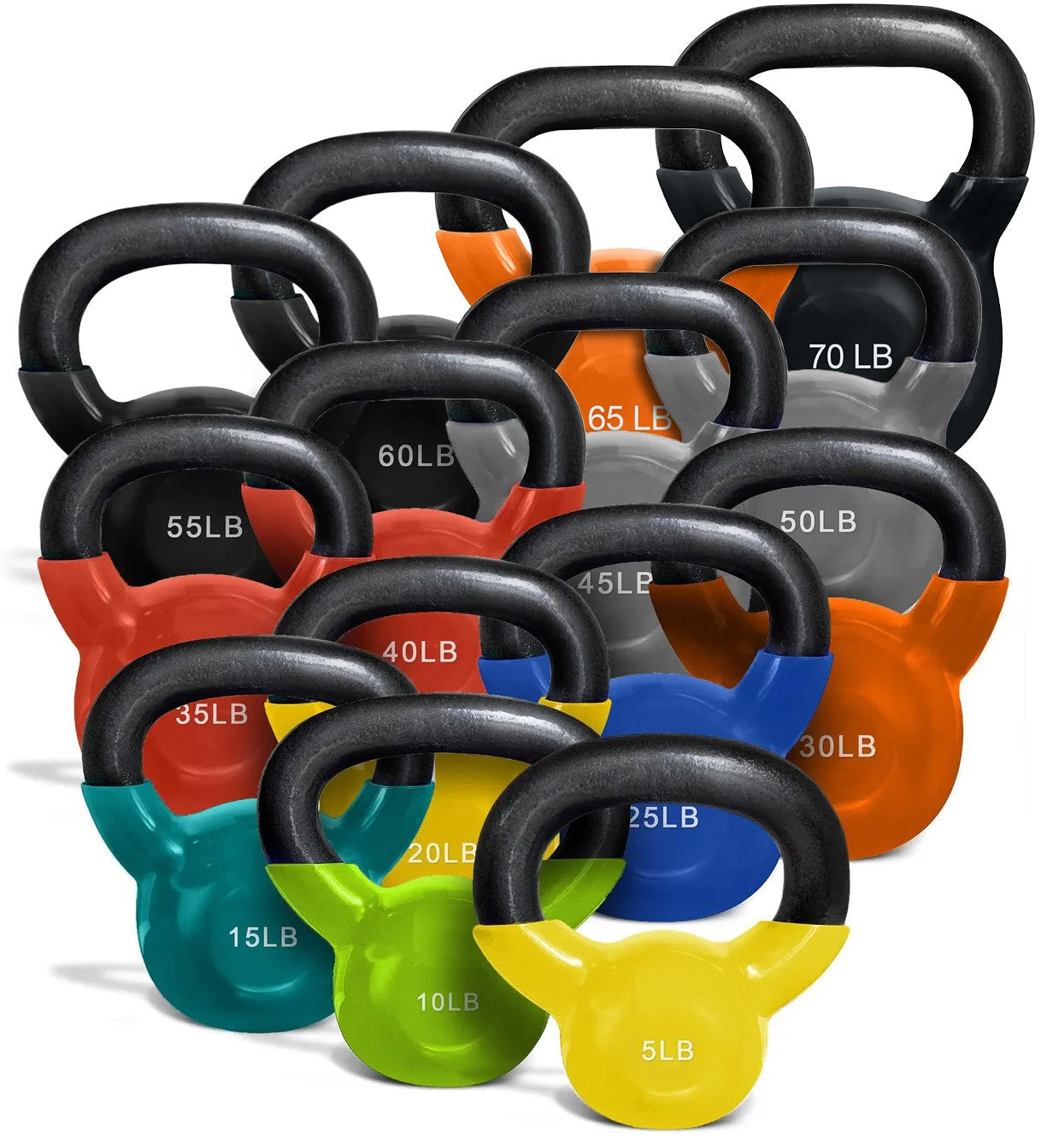 French Fitness Vinyl Kettlebell Set 5-70 lbs (New)